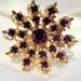 Vintage Brooch Gold and Purple Rhinestone