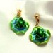 Vintage Frog Earrings Green Frogs on a Lily Pad