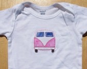 Pink VW Bus Girl's Baby Onesie