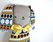 Blue and Brown Polka-Dot Bunny Softie - Easter Gift