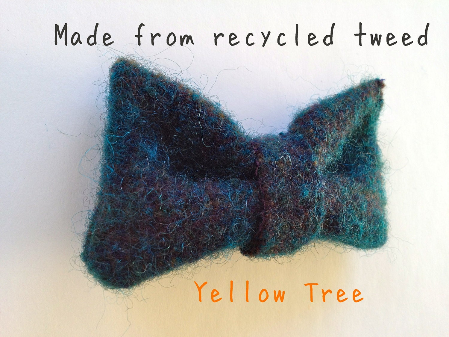 Tweed Bow Hair Clip, handmade from recycled tweed - Deep Green
