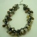 Black agate,freshwater pearl and crystal with silk tread necklace