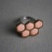 Peach hexagonal ring - Romantic honey comb on an adjustable ring base