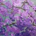 flowering tree painting, acrylic abstract floral, 11X14 knife painting, purple, green, original, canvas