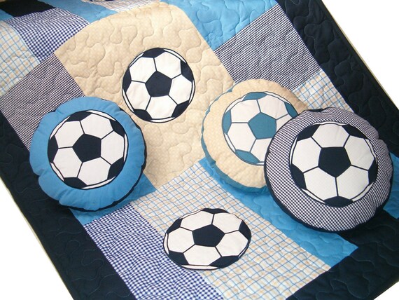 Items similar to Soccer Ball Quilts Patchwork Toddler Blanket