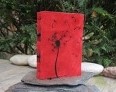 Red Suede Leather Journal Sketchbook - Dandelion