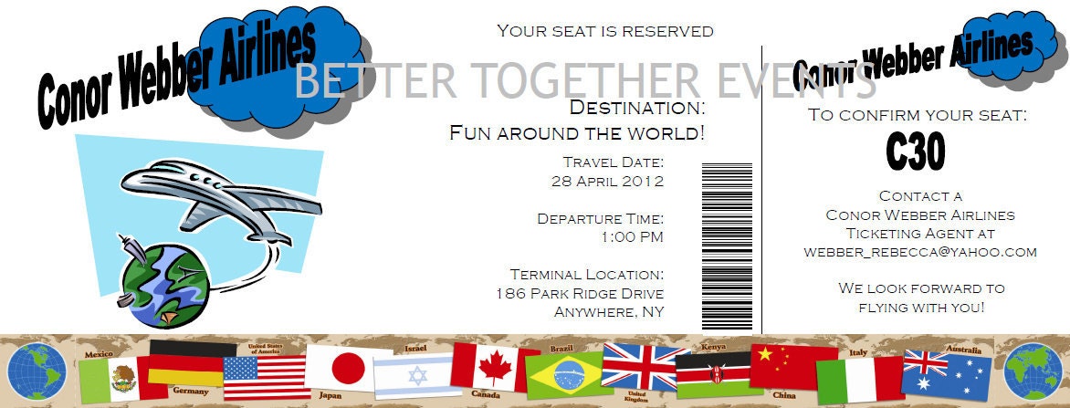 Printable DIY Around the World Birthday Party Invitation