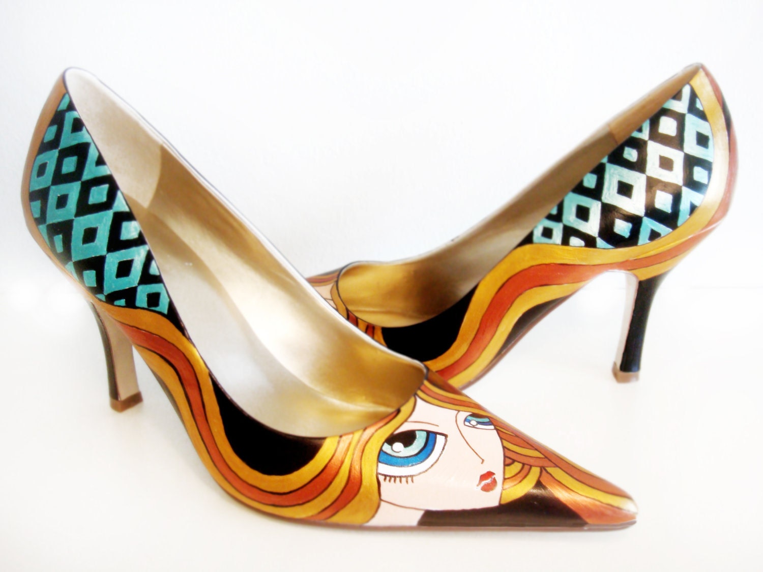 Blond Girl Heels - Hand Painted Shoes