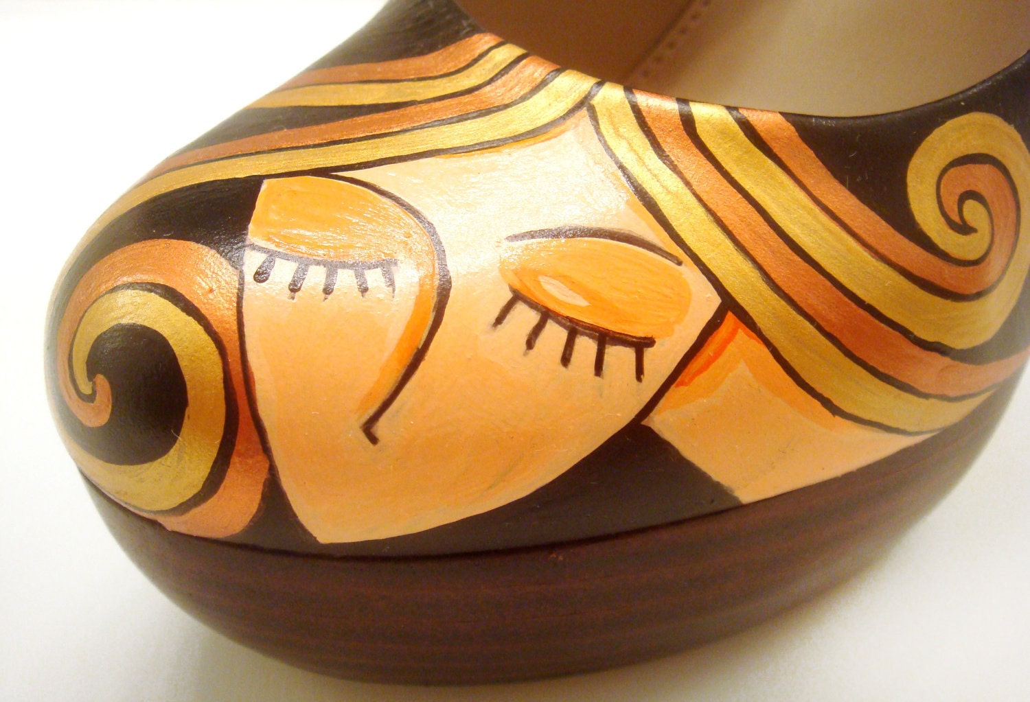 Hand Painted Shoes- Blond Lady Pumps-Party Painted Shoes