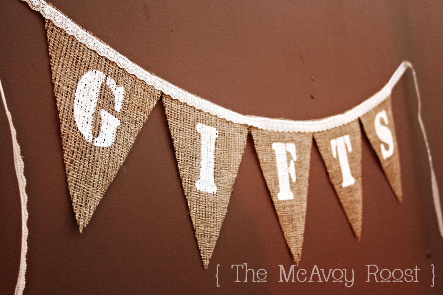 GIFTS Burlap Bunting, Banner, Photo Prop, Wedding Decor - CUSTOM MADE