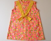 1970's Summer Dress - hot pink, green, yellow - Size 2/3 T - familythreadla