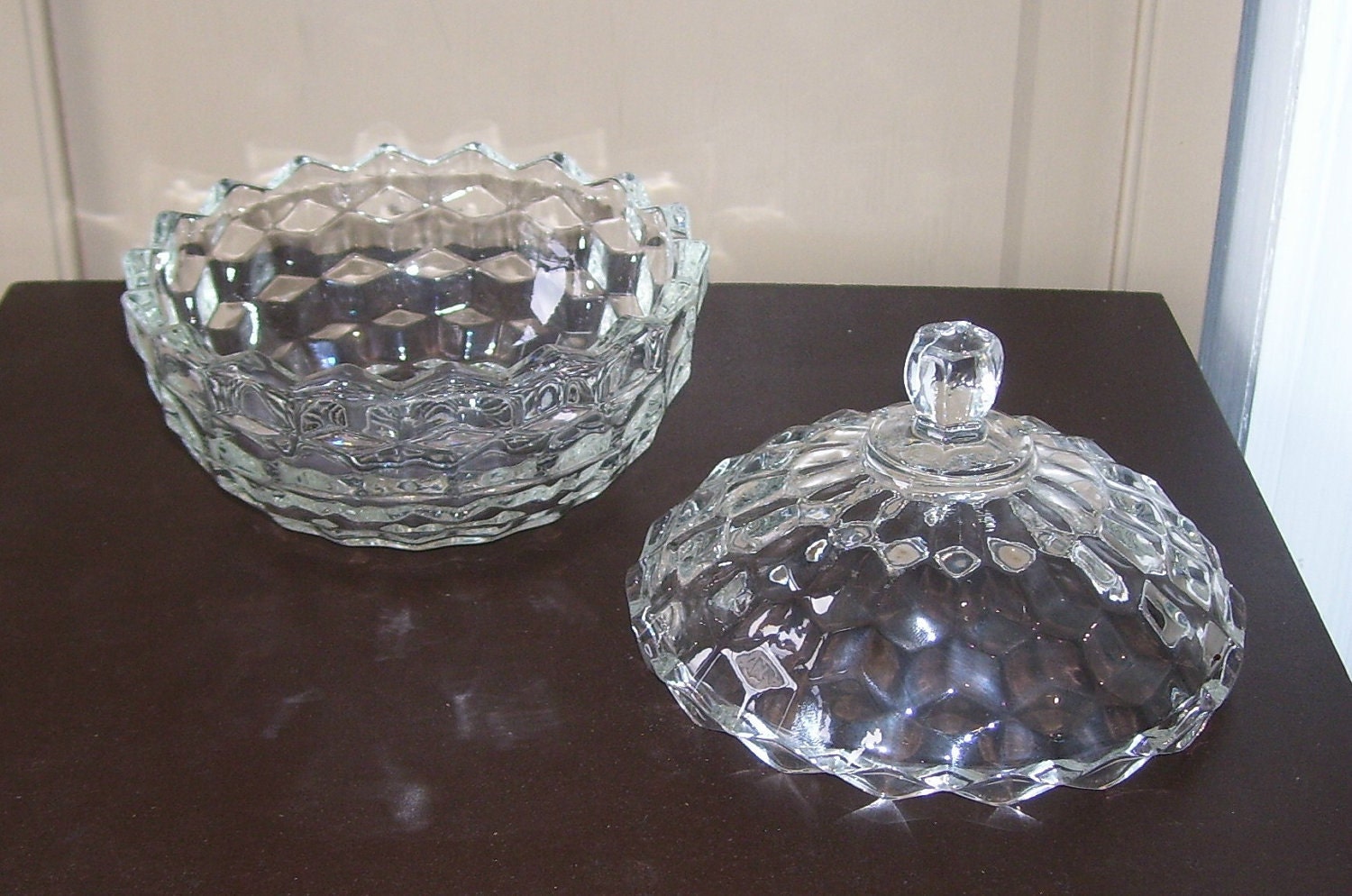 Fostoria American Pattern Vintage Glass Covered by Stuckintime