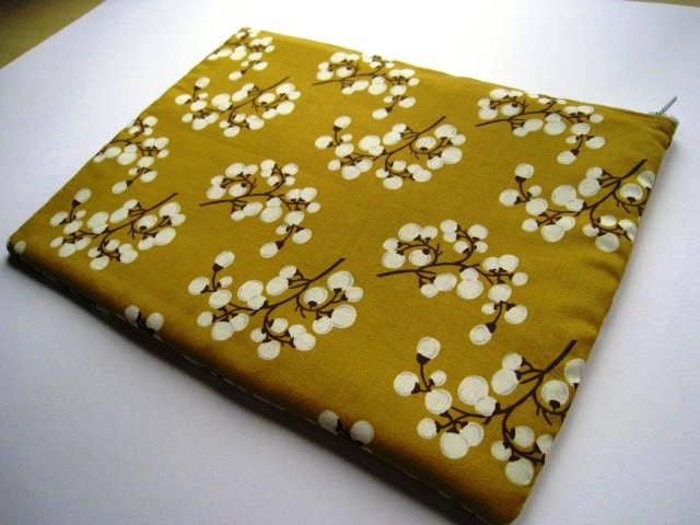 Blooms in Mustard - iPad 2 Case / iPad 1 Case / iPad 2 Cover / Bag / iPad Sleeve / iPad Case / iPad Holder Padding and Zipper Closure