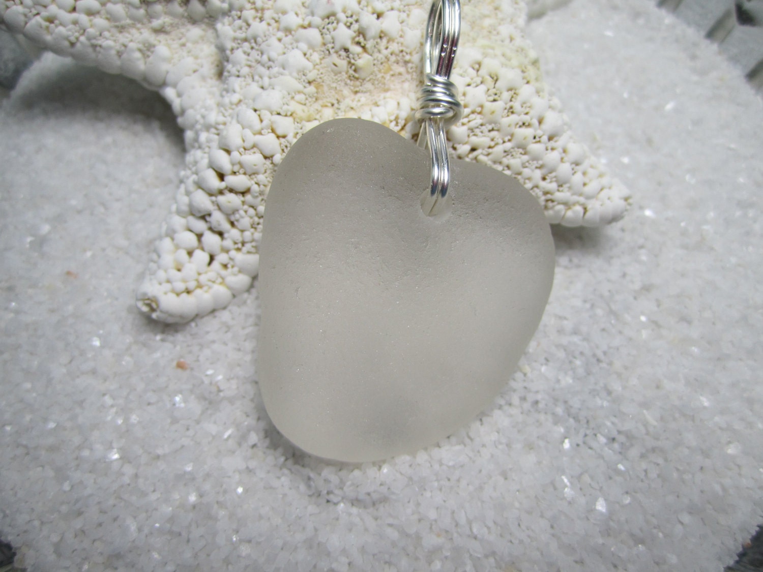 Something in White, Beach Glass Heart , Wedding Necklace - SeaBaublesbyEvaLynn