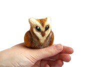 Needle Felted Owl, Miniature Eagle Owl Felt Sculpture