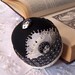 Art Deco Girl black and cream lace with fashion button herringbone pincushion or pinkeep TAGT