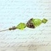 Beaded hat pin women little green sprout swirled fresh chartreuse green lamp glass Victorian stick brooch scarf pin gold metal TAGT tenx