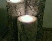 Rustic Candle Holder, Rustic Wedding Centerpiece, Tealight Candle Holder, Log, Indoor or Outdoor, Wedding, Centerpiece