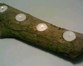 Log Candle Holder, Centerpiece, Rustic Decor, Tealight, Nature