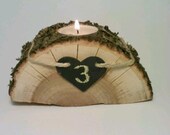 Wedding Reception Table Number Centerpiece, Split Log Tealight Candle Holder - SET OF 2