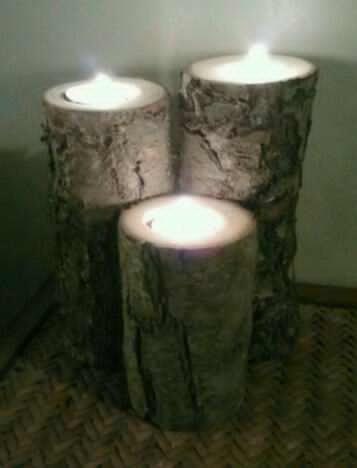 Log Candle Holder, Tealight, Indoor or Outdoor, Rustic Wedding, Centerpiece, Walkway