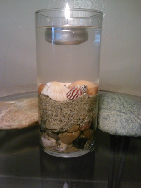 Beach Wedding Centerpiece, Floating Candle, Glass Tealight Candle Holder, Beach Party