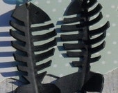 Fishbone earrings:  upcycled inner tubes