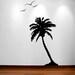 Palm Coconut Tree Wall Decal with seagull birds 1107 (6 feet tall)