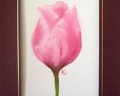 Pink Tulip Oil Painting on Canvas Greeting Card