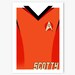 Star Trek Kirk, Spock, Bones & Scotty Uniform Prints - set of 4