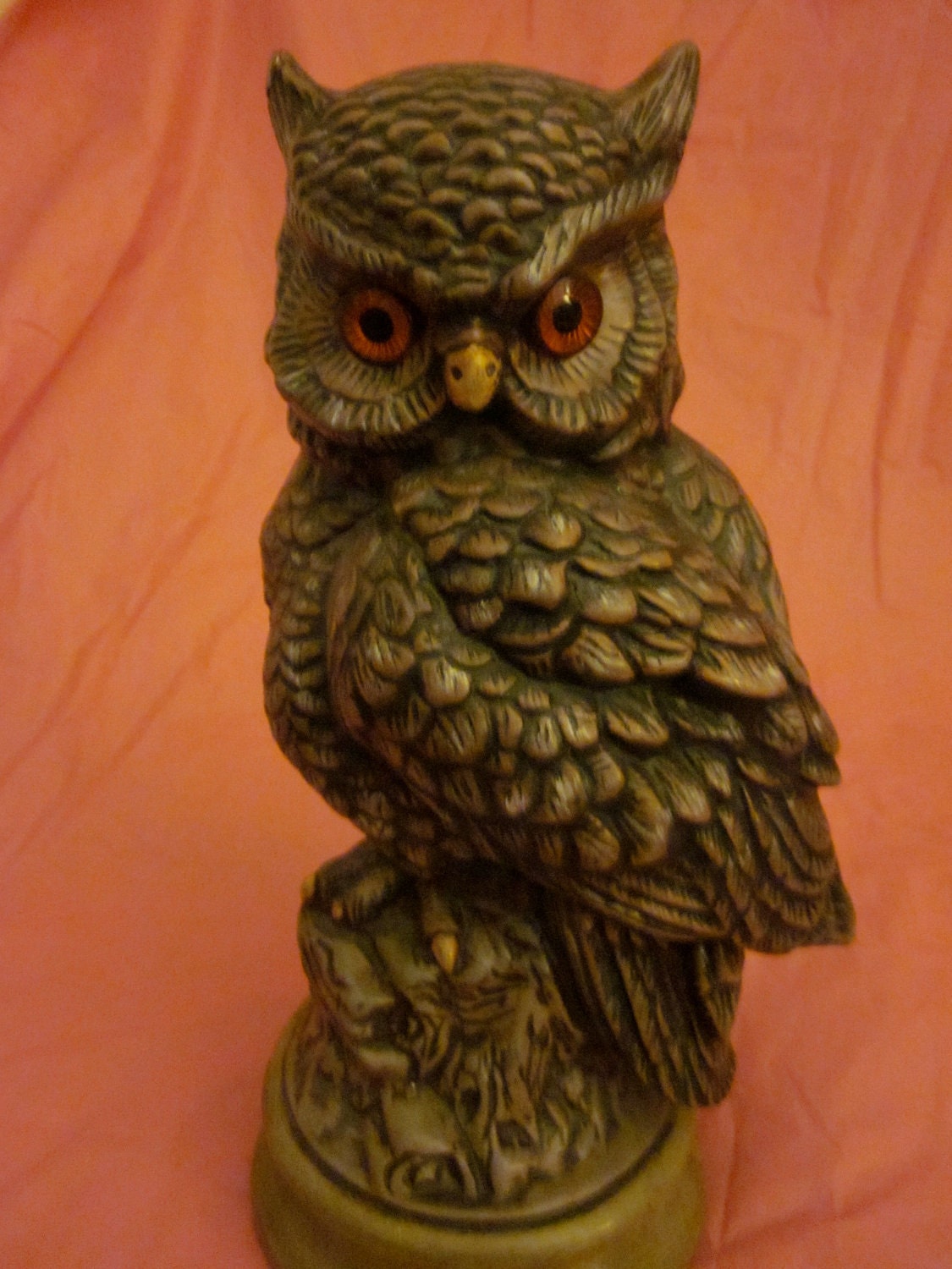 Vintage Brown Owl Statue