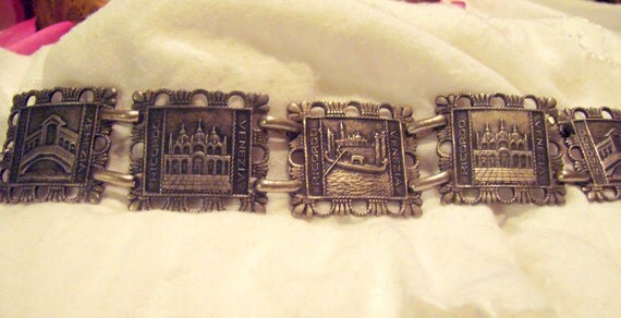 Fun and Detailed Antique Italian Souvenir Panel Bracelet
