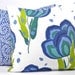 Contemporary Annie Selke "Happy Poppys" Floral Decorator Pillow Cover - Blues, Greens and White - To cover 18"x18" Pillow Form