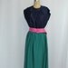 Color Block Vintage Dress Navy Blue and Green XL