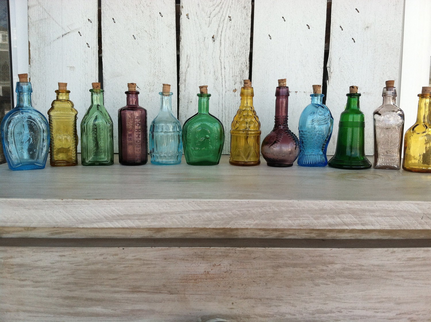 Vintage minature Bitters bottles 12 bitters medicine bottles with corks, rare suncatchers perfect for oil blends vintage chick shabby chick