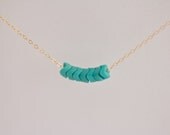 Turquoise vintage African trade snake beads gold filled necklace - modern geometric jewelry