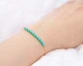 Turquoise beaded bar gold filled bracelet - best friend gift - friendship bracelet - simple modern jewelry
