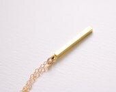 Golden line - sleek brass bar necklace on gold filled chain - simple modern jewelry