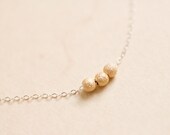 Tiny gold round stardust beads necklace on sterling silver chain - everyday mix gold & silver jewelry
