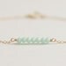 Wish - mint swarovski crystal beaded bar gold filled bracelet - friendship bracelet - best friend gift - bridesmaid gift - delicate jewelry