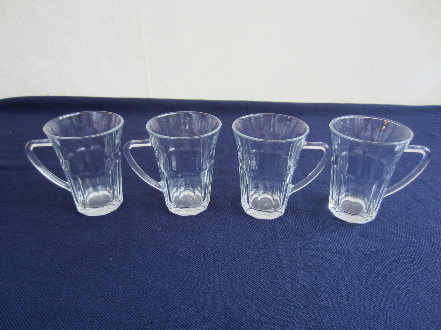 Vintage Bormioli Rocco Glass Coffee or Tea Cups from France Set of 4 French Tempered Glasses