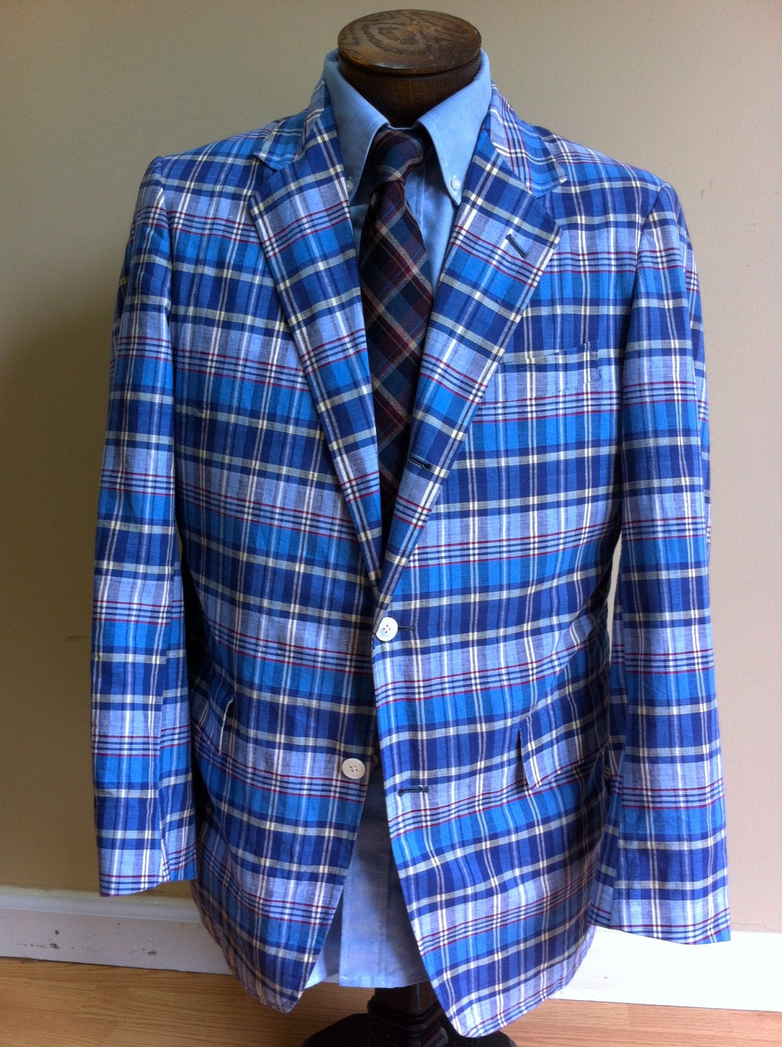 Reserved 42L Rare 1960s Brooks Brothers 3/2 Sack Madras Summer Jacket 42L