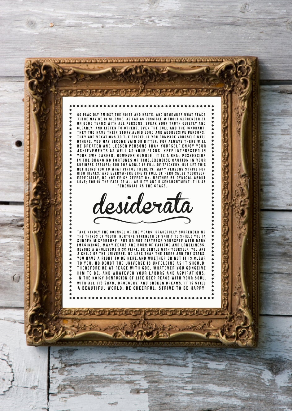 Retro Inspirational Quote Giclee Art Print - Vintage Typography Decor - Customize - Disiderata UK