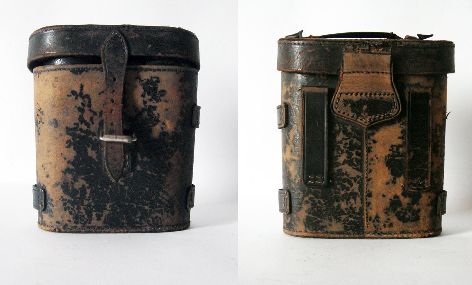 French Binoculars Jumelle Marine Vintage in original leather case