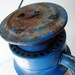 Blue Kerosene vintage Lantern Lamp - railroad vintage lantern - blue rusty old lamp great for industrial decor - electric blue decor