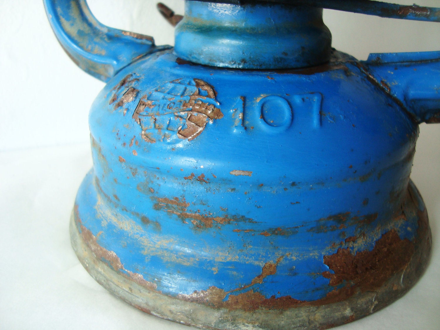 Blue Kerosene vintage Lantern Lamp - railroad vintage lantern - blue rusty old lamp great for industrial decor - electric blue decor