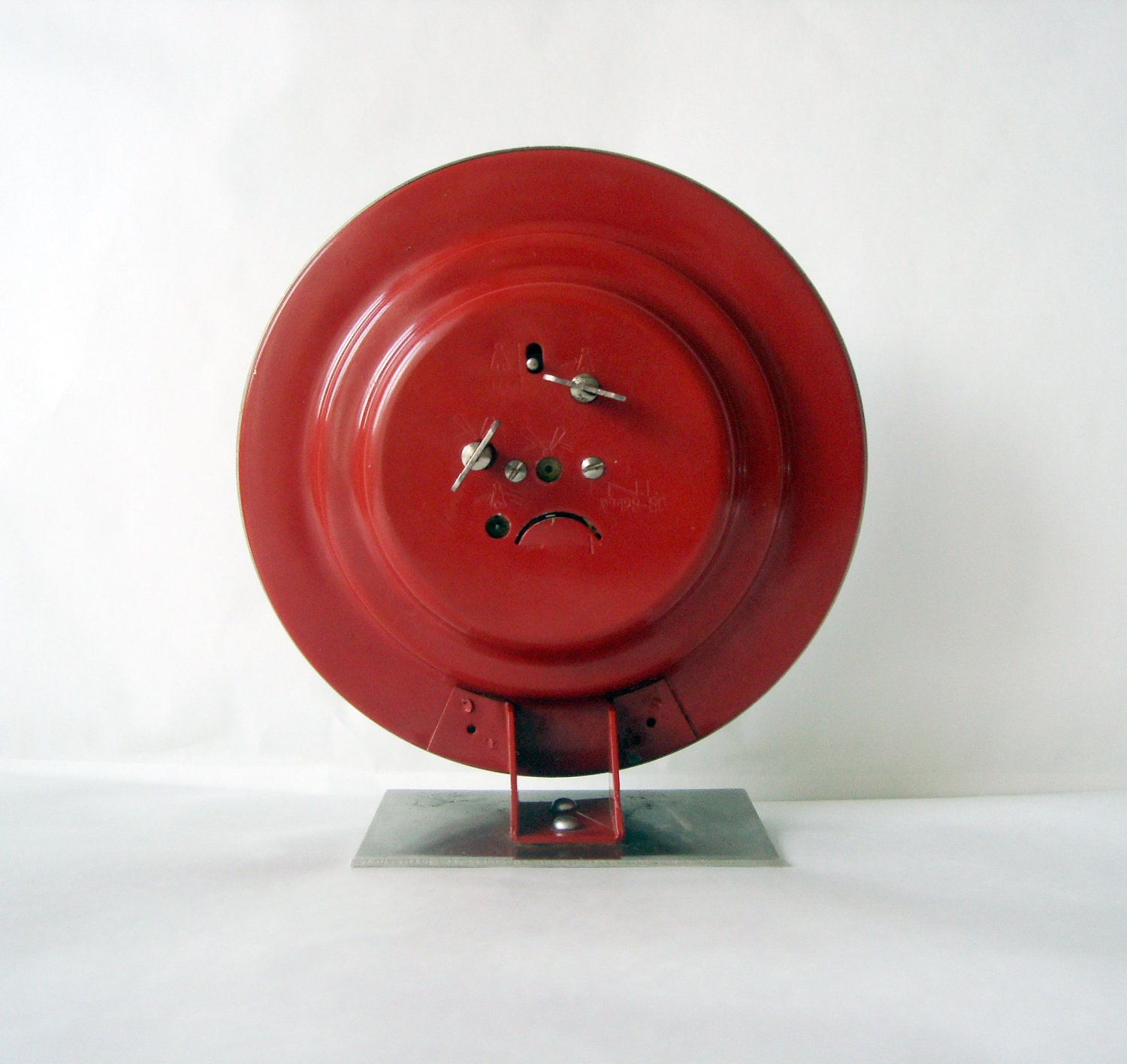White, black Vintage Clock - Romanian Victoria alarm vintage table clock in working condition