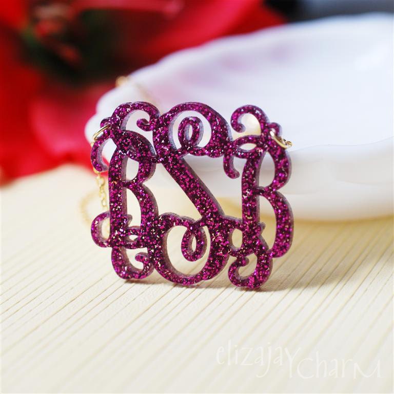 Vine monogram acrylic necklace