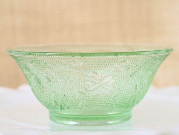 Mint Green Depression Glass Bowl Spring by TheOtherLifeVintage