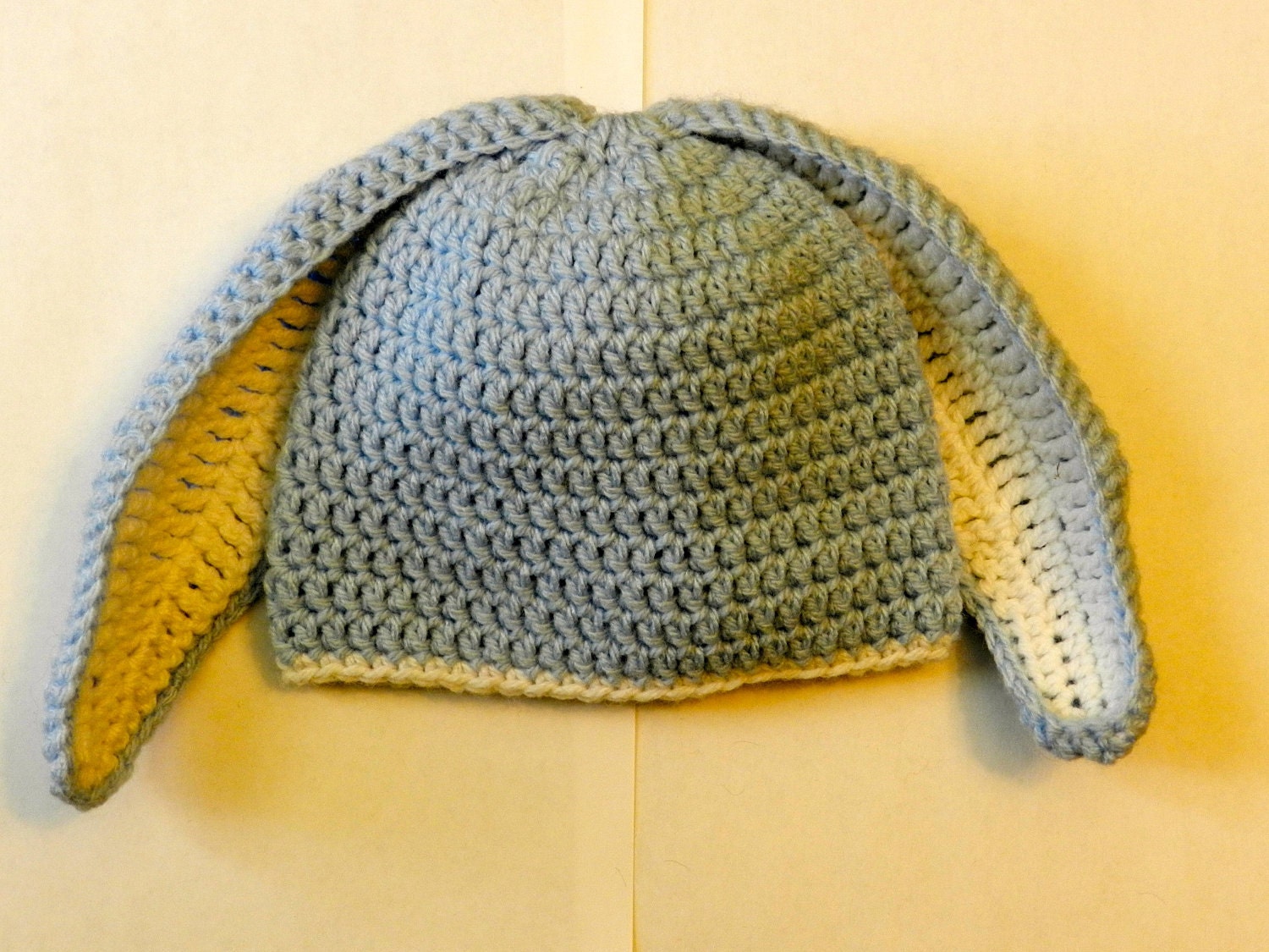 Crocheted Blue Floppy Bunny Baby Hat- Available in Multiple Sizes